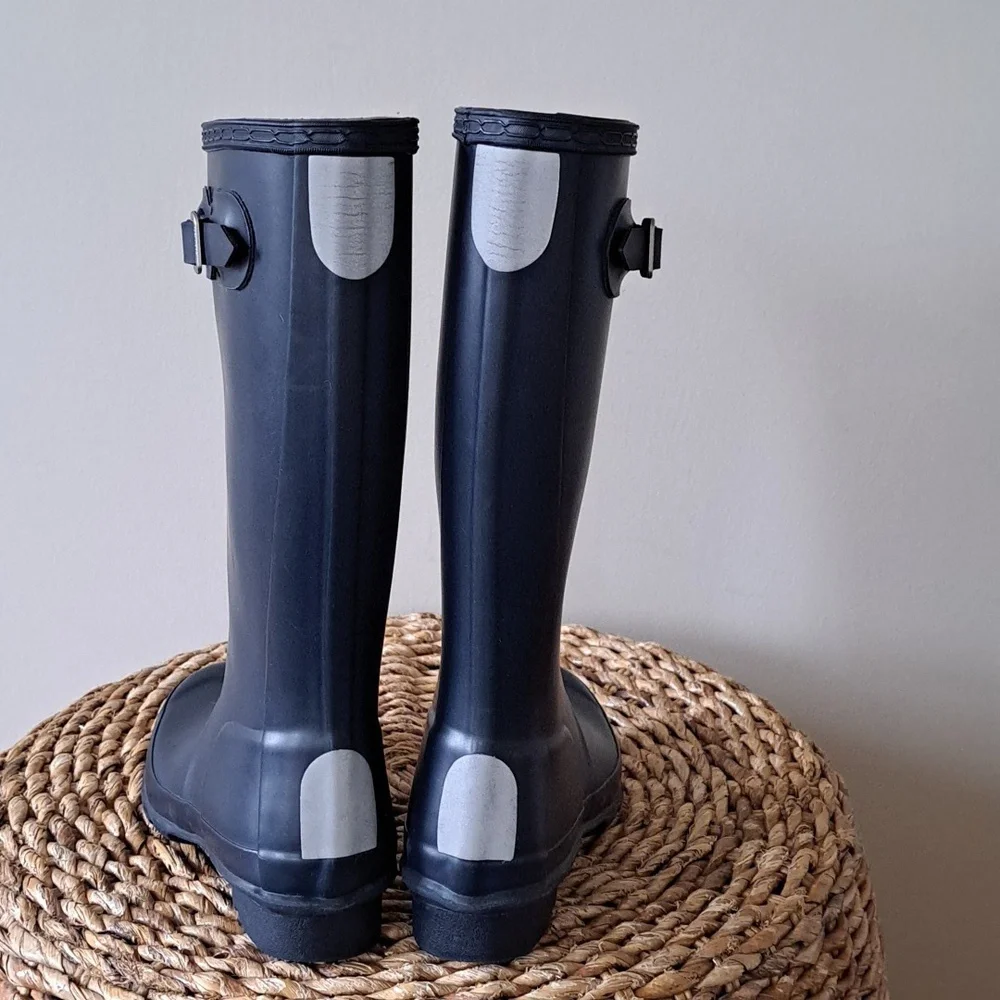 Hunter Youth Unisex Navy Rubber Wellie/Rain‎ Tall Pull-On Waterproof Boots B1/G2